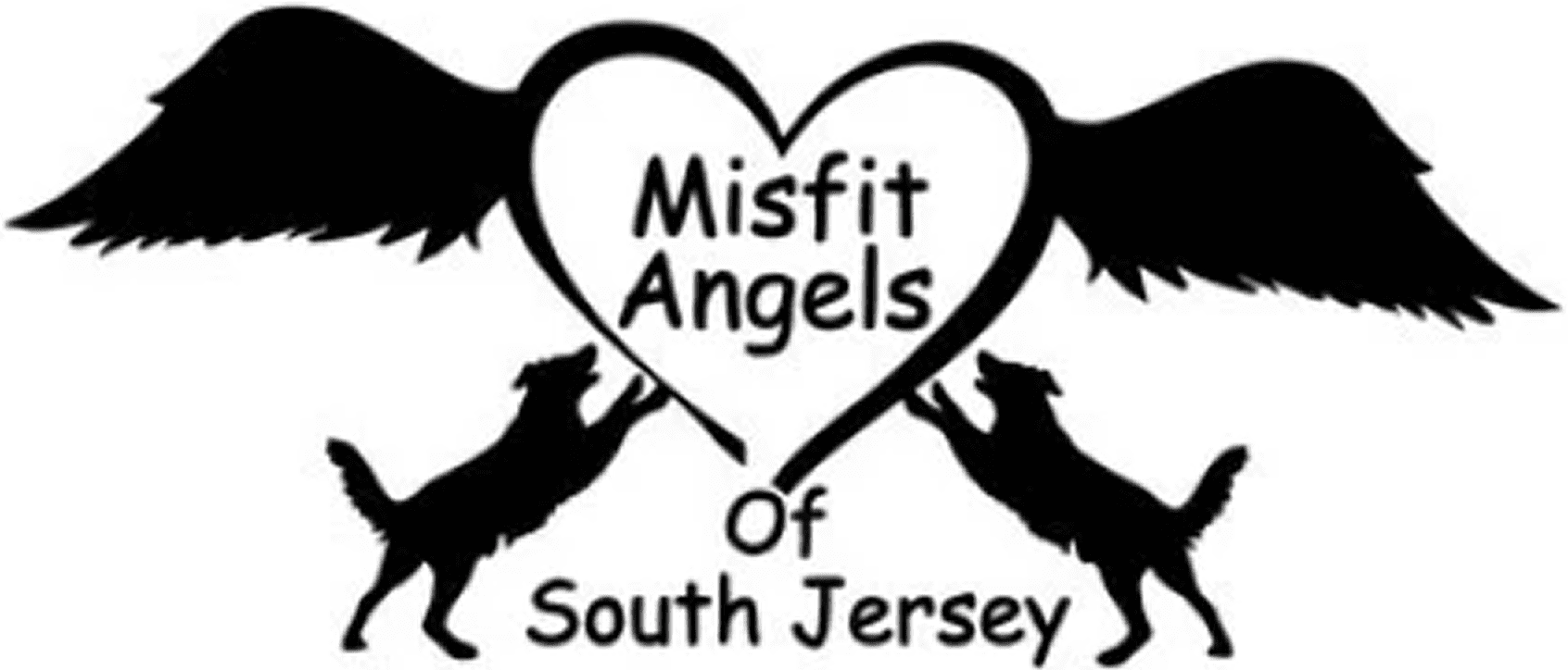 Logo of Misfit Angels of South Jersey with heart and hands design.