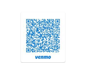 Blue QR code for Venmo payment.