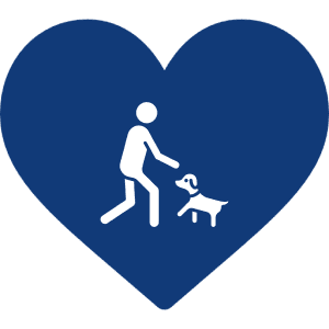 Pet care symbol inside heart shape
